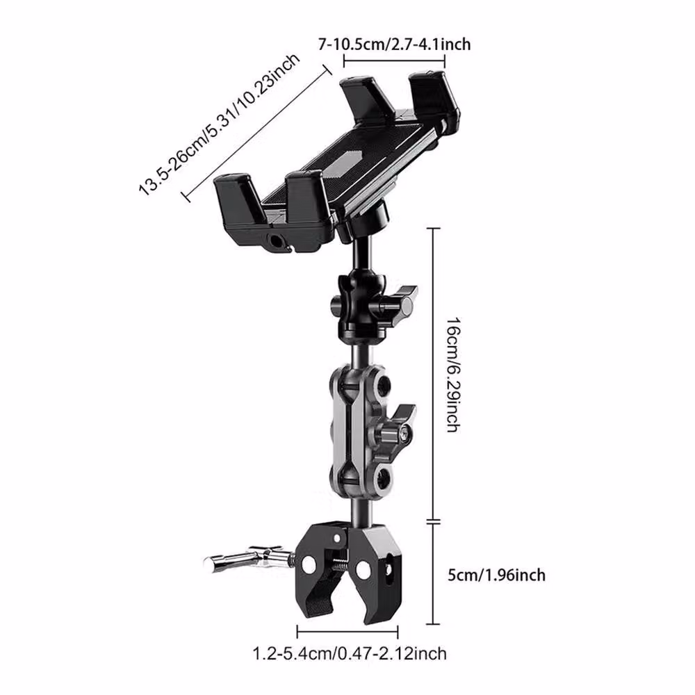 Nordara Adjustable Tablet and Phone Holder Clamp Mount in Black – 2