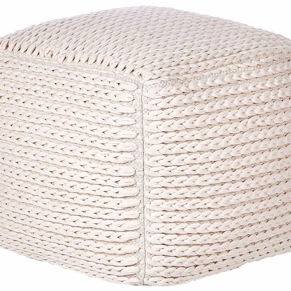 Wyld and Coco Beige Cotton Pouffe W/D/H: 50 x 50 x 35 cm – 2