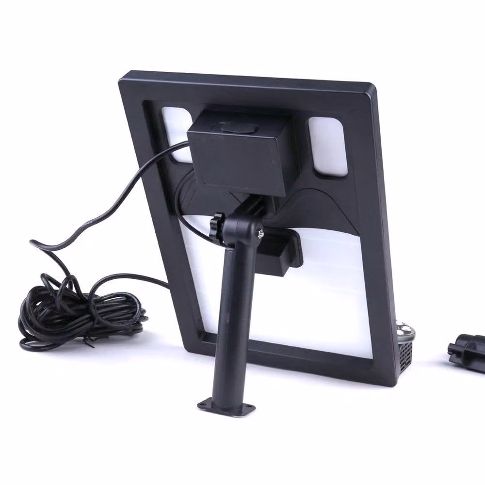 NESTLUNE Solar Fountain Pump with 400L/H Flow Rate, 7W Power, Battery Backup and 8 LED Lights in Black – 3