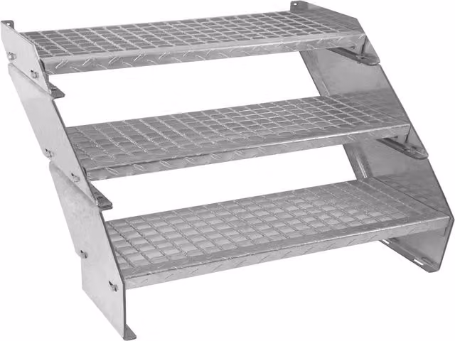 Monster Shop Adjustable Galvanised Steel Stairs in Silver, Height: 90 cm