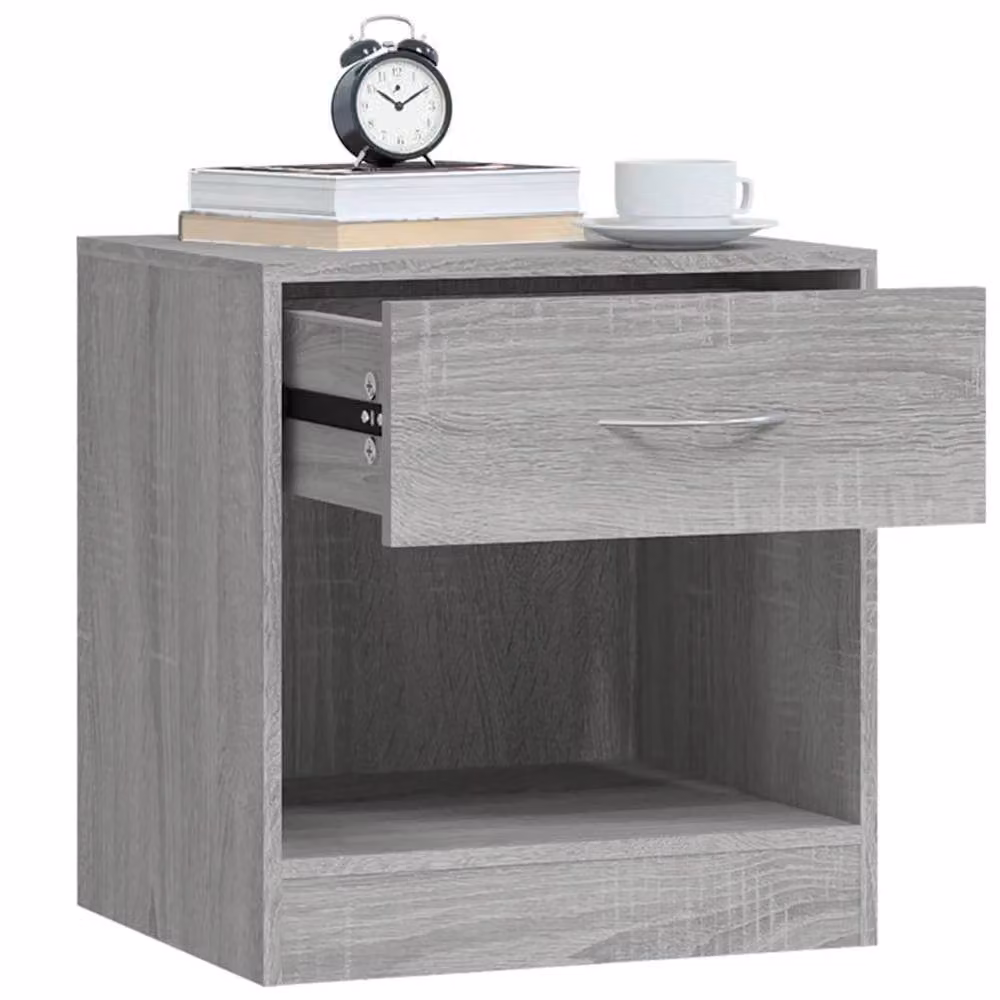Berkfield Home Set of 2 Modern Bedside Cabinets with Drawer in Grey Sonoma – 3