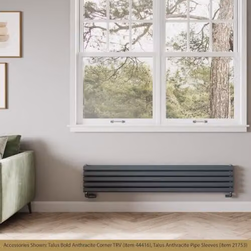 UK Radiators Omeara Axis Anthracite Elliptical Tube Horizontal Designer Double Panel Radiator W: 160 cm, H: 29 cm – 3