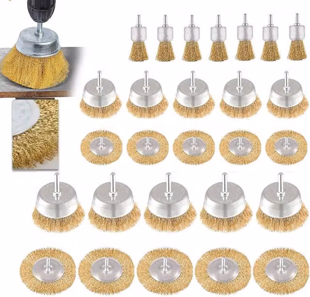 Ventryn Multicolour Metal Wire Brush Rotary Drill Attachment Set
