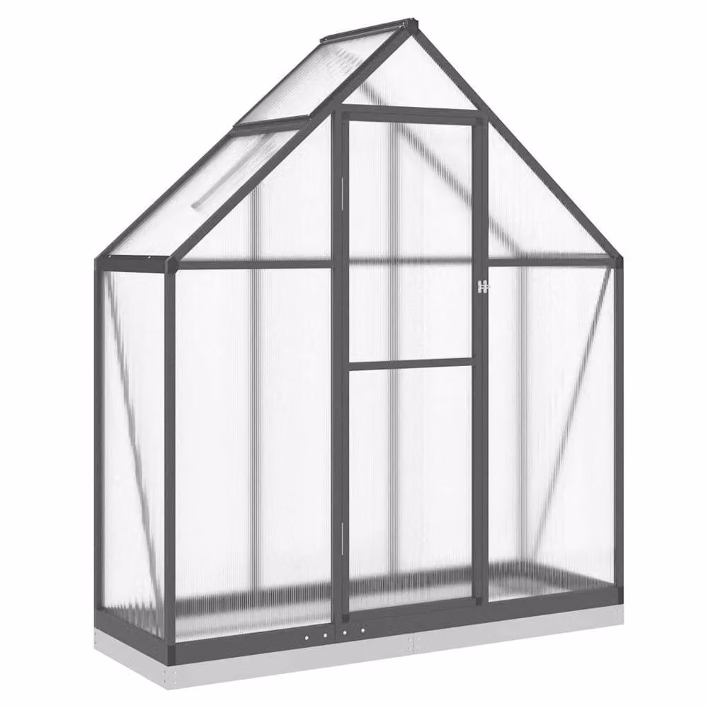 Berkfield Home Aluminium Greenhouse with Base Frame in Anthracite, W/D/H: 169 x 58 x 202 cm – 2
