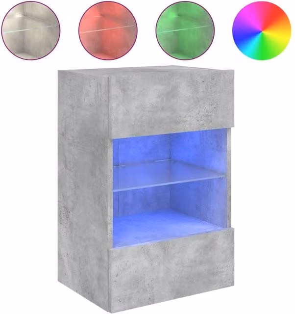 Berkfield Home Modern Wall Mounted TV Cabinet with Integrated LED Lights in Matt Concrete Grey, W/D/H: 40 x 30 x 60.5 cm
