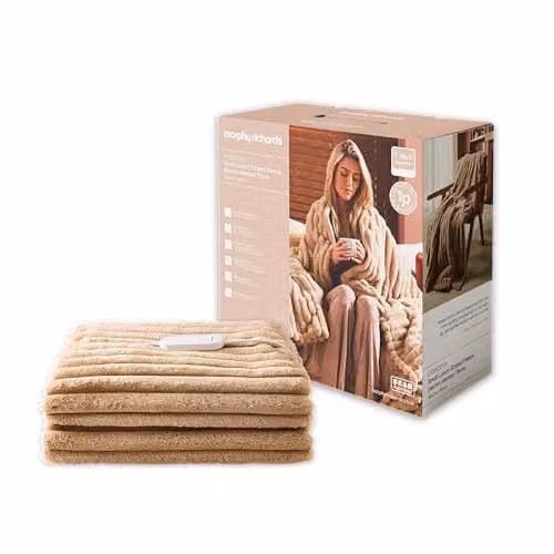 Morphy Richards EverCosy Luxury Striped Fleece Electric Heated Throw in Beige, W/D: 160 x 130 cm – 11