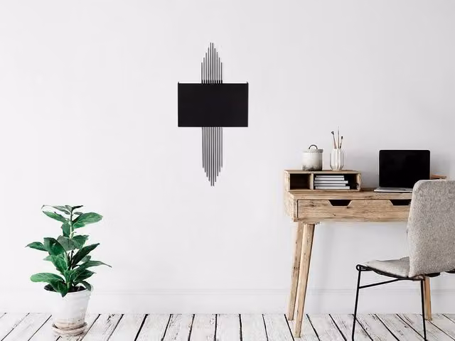 SANGARIUS Vente-unique Art Deco Metal Wall Light in Black and Silver, W: 22 cm, H: 75 cm