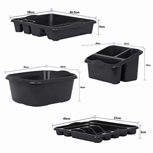 Wham Casa 4 Piece Plastic Kitchen Set in Blue or Black – 6