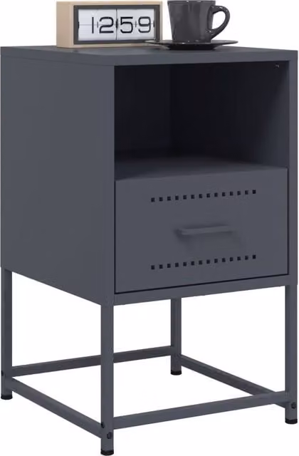 Berkfield Home Durable Metal Bedside Cabinets, 2 Pack, Anthracite Grey, W/D/H: 36 x 39 x 60.5 cm – 1