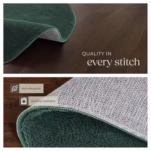 tectake Zonelle Round Fluffy Rug in Green, Washable and Allergy-Friendly Polyester Carpet, Diameter: 120 cm – 5