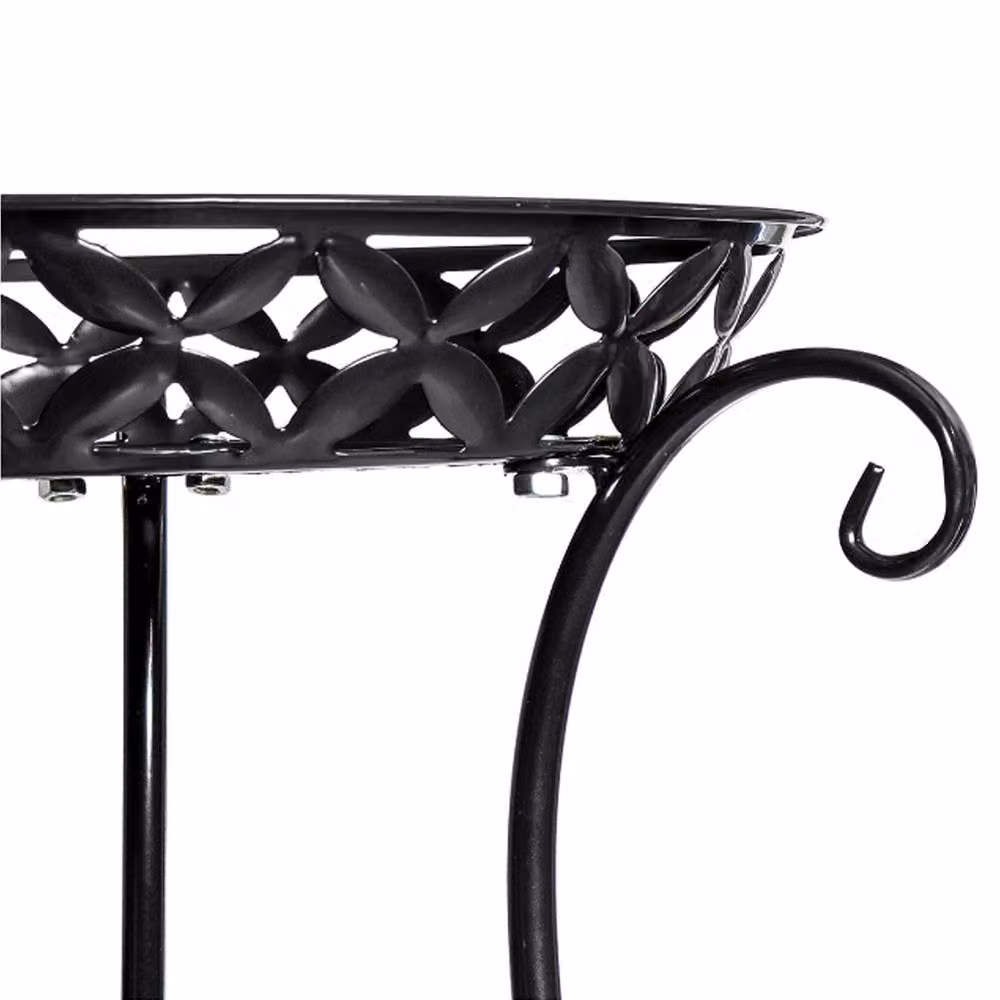 Garden Sanctuary 2 Tier Tall Vintage Matt Black Metal Plant Stand – 6
