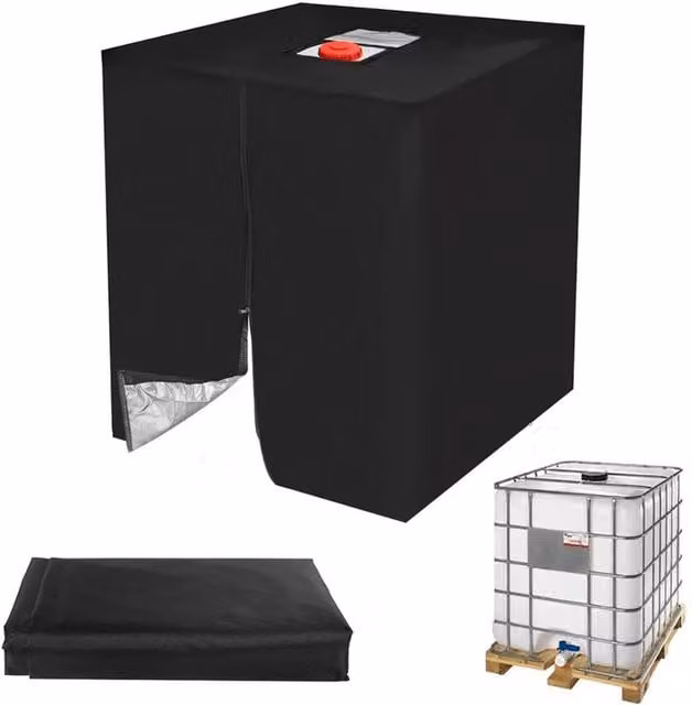 Nordara Black Sun Protective Foil Water Tank Cover for 1000L IBC Containers, W: 120 cm x D: 100 cm x H: 116 cm – 1