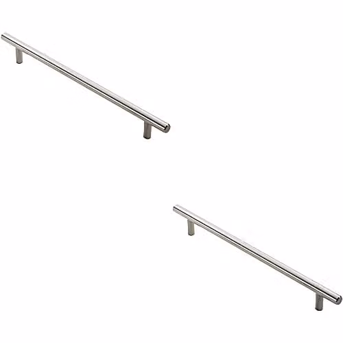 Loops 2 Pack Round T-Bar Cabinet Pull Handles in Brushed Silver, Fixing Centres: 768 mm, Diameter: 12 mm