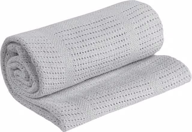 My Little World Grey Geometric Cotton Soft Baby Cellular Blanket, W: 75 cm