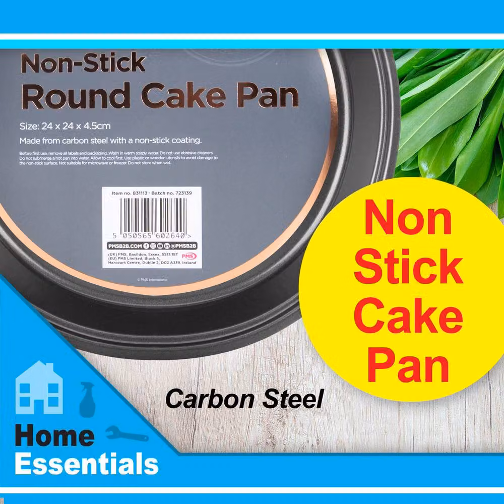 B&Co Non Stick Round Cake Tin, Silver Carbon Steel, 24 cm – 2