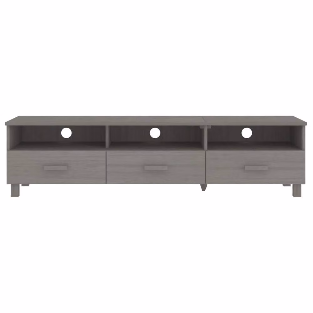 Berkfield Home HAMAR TV Cabinet in Light Grey Solid Pine Wood, W: 158 cm, D: 40 cm, H: 40 cm – 3