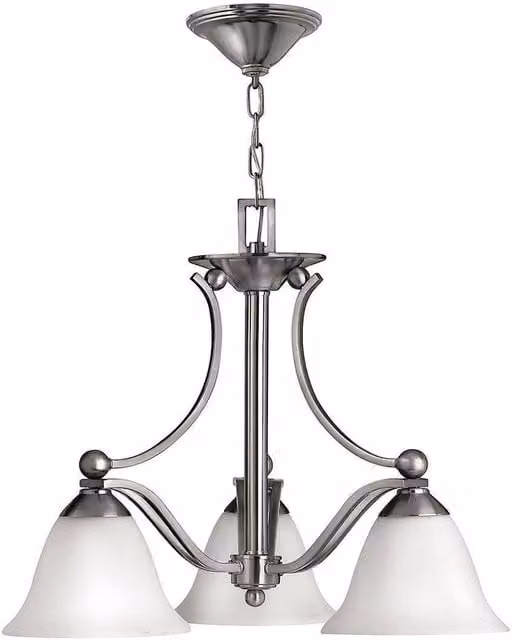 Elstead Bolla Multi Arm Chandelier with 3 Lights in Silver and Grey Metal and Glass Finish