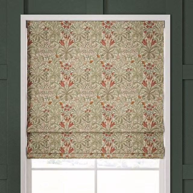 William Morris Woodland Weeds Made To Measure Blackout Roman Blind in Green Floral Fern Design
