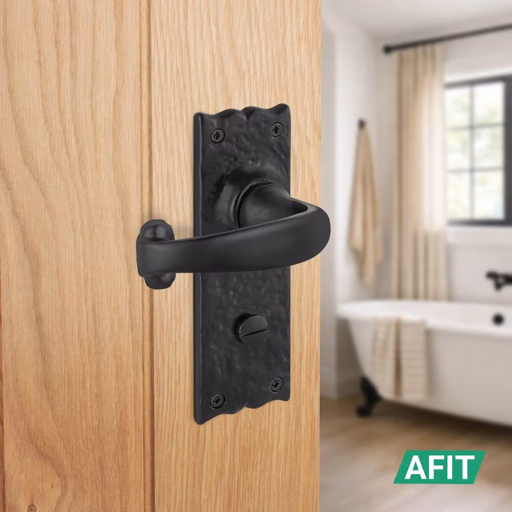 AFIT Black Antique Cast Iron Bathroom Door Handles with WC Lock, 1 Pair, W/H: 15 x 15 cm – 5