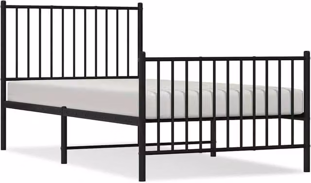 Berkfield Home Metal Bed Frame with Headboard and Footboard, Black, W/D/H: 90 x 190 cm – 1