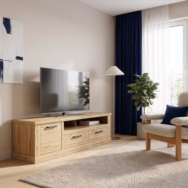 Furniture To Go Corona Coffee TV Unit with 2 Drawers and 1 Door in Artisan Oak