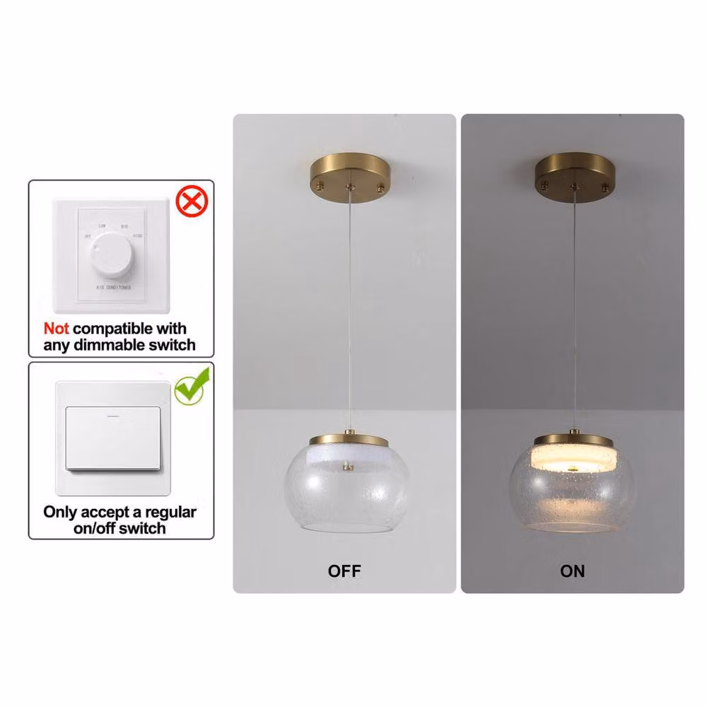 Garwarm Cleckler 1 Modern LED Glass Pendant Light with Transparent Sphere and Gold/Brass Finish – 3