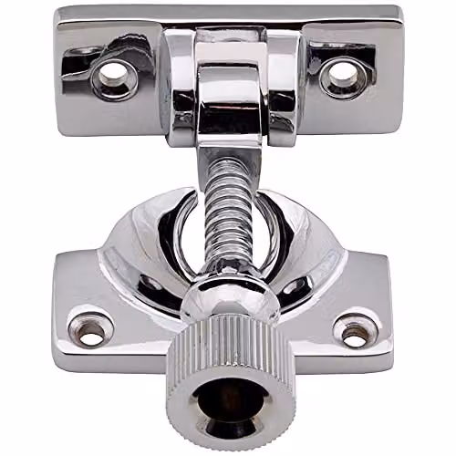 Loops Brighton Pattern Sprung Sash Fastener with 60 x 25mm Fixing Plate in Polished Chrome – 1