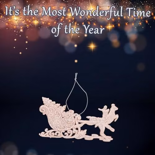 VFM e-Store Champagne Christmas Tree Decoration Ornament in White and Gold, W/D/H: 15.5 x 14.5 x 0.3 cm – 3