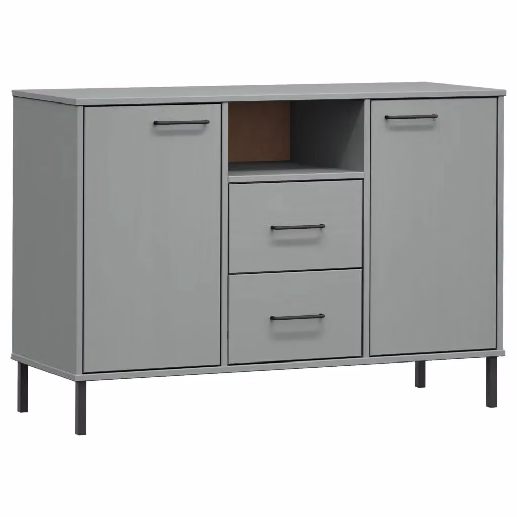 Berkfield Home Oslo Industrial Sideboard in Grey Solid Pine Wood with Metal Legs W/D/H: 113 x 40 x 77 cm – 2