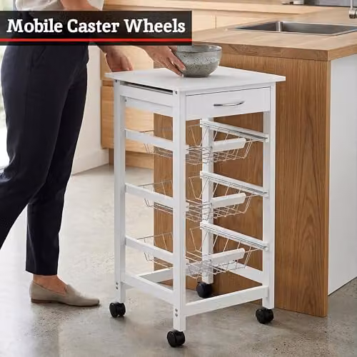 Orsina White Kitchen Trolley – 3