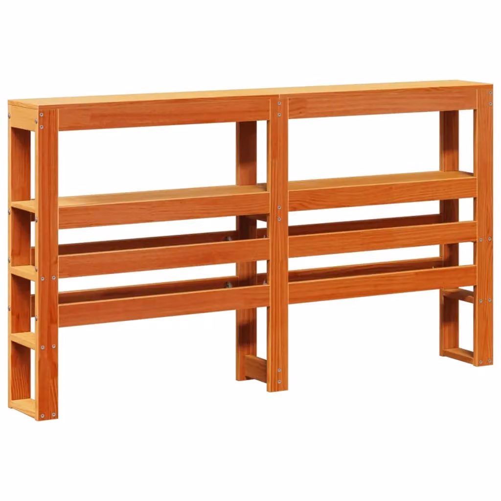 Berkfield Home Rustic Solid Wood Pine Headboard with Integrated Shelves, Wax Brown, Width: 150 cm – 2