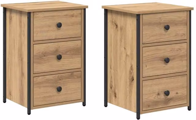 Berkfield Home Artisan Oak Bedside Table in Brown Engineered Wood
