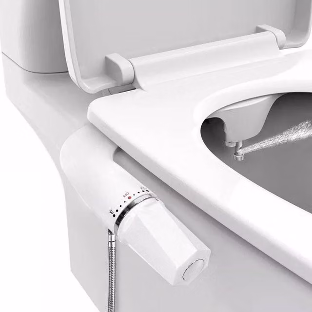 FLAVORA Self Cleaning Dual Nozzle Bidet Attachment for Toilet Seat, White, W: 52 cm