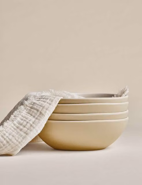 M&S Set of 4 Beige Melamine Reactive Picnic Cereal Bowls