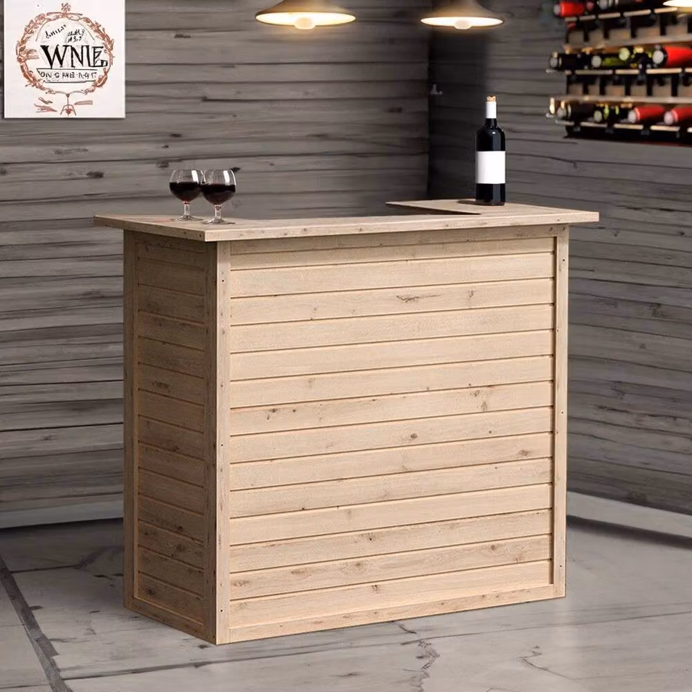 Kelvenix Rustic Brown Wood Outdoor Garden Pub Bar Shelter W/D/H: 110 x 60 x 125 cm – 4