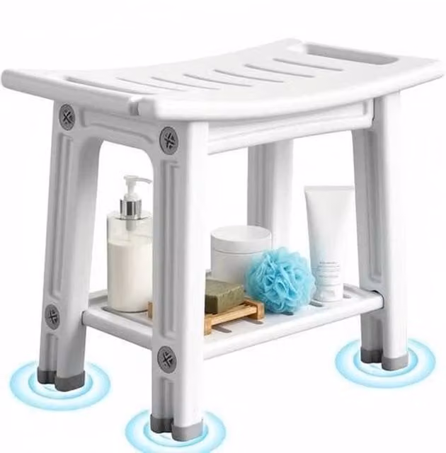 Kelvenix 2-Tier White Plastic Bathroom Stool Footrest