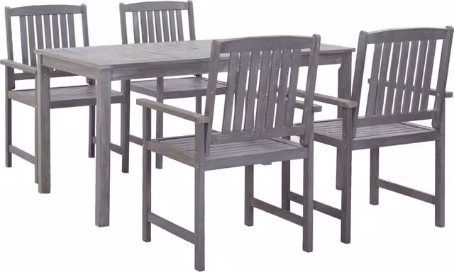 Berkfield Home 5 Piece Grey Solid Acacia Wood Outdoor Dining Set