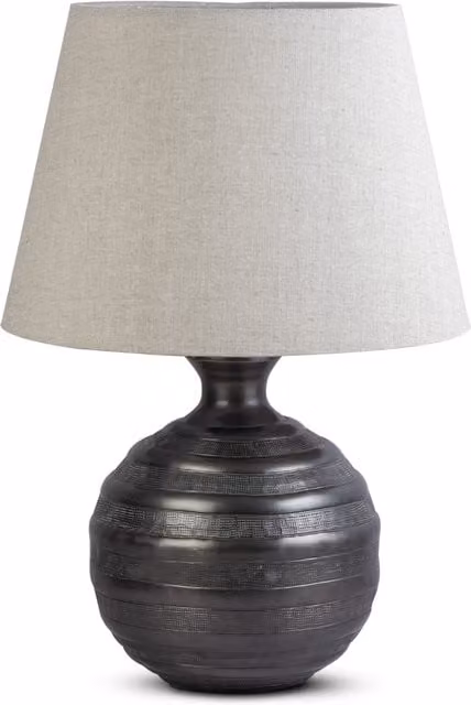 North Interiors Antique Round Table Lamp in Bronze
