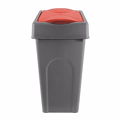 Simpa 50L Grey Square Plastic Recycling Bin with Red Flip Lid, H 66 x W 40 x D 33 cm – 3