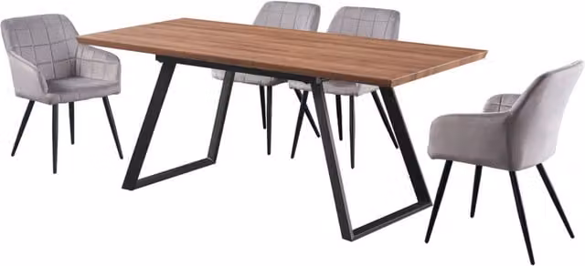 Life Interiors Camden Toga LUX Extendable Dining Set with Rectangular Table and 4 Grey Chairs