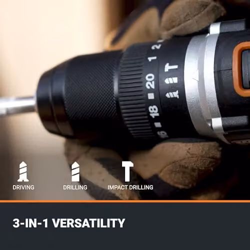 Worx WX355.1 20V Brushless Cordless Combi Impact Drill, 55Nm, Black – 4