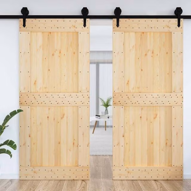 Berkfield Home Beautiful NARVIK Solid Wood Pine Door in Beige, W: 100 cm, H: 210 cm