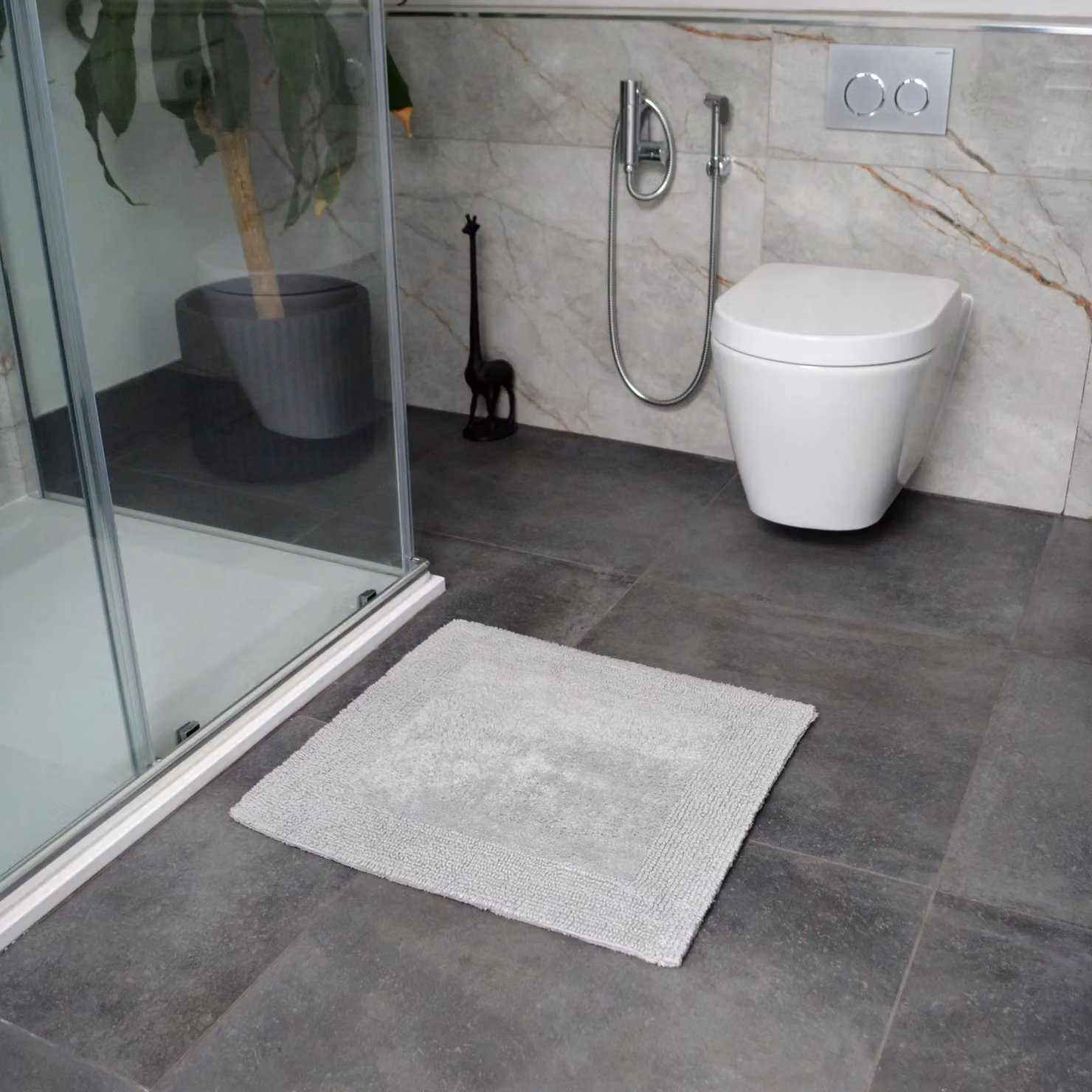 Allure Bath Fashions Reversible Heavyweight Cotton Square Shower Mat, W/D/H: 55 x 55 x 55 cm, Grey – 2