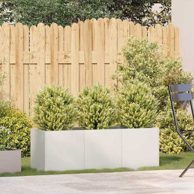 Berkfield Home White Steel Planter Tub W/D/H: 120 x 40 x 40 cm – 1