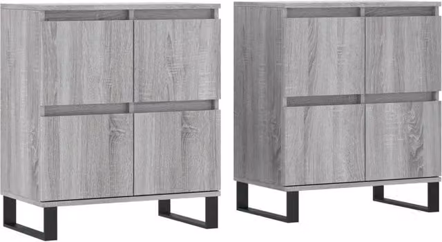 Berkfield Home Set of 2 Grey Sonoma Sideboards in Matt MDF – 1