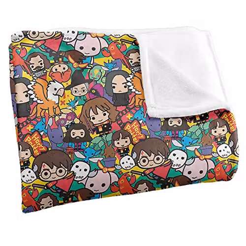Warner Brothers Harry Potter Hero Chibi Collage Fleece Blanket, White and Multicolour, W/D/H: 152 x 127 cm – 2