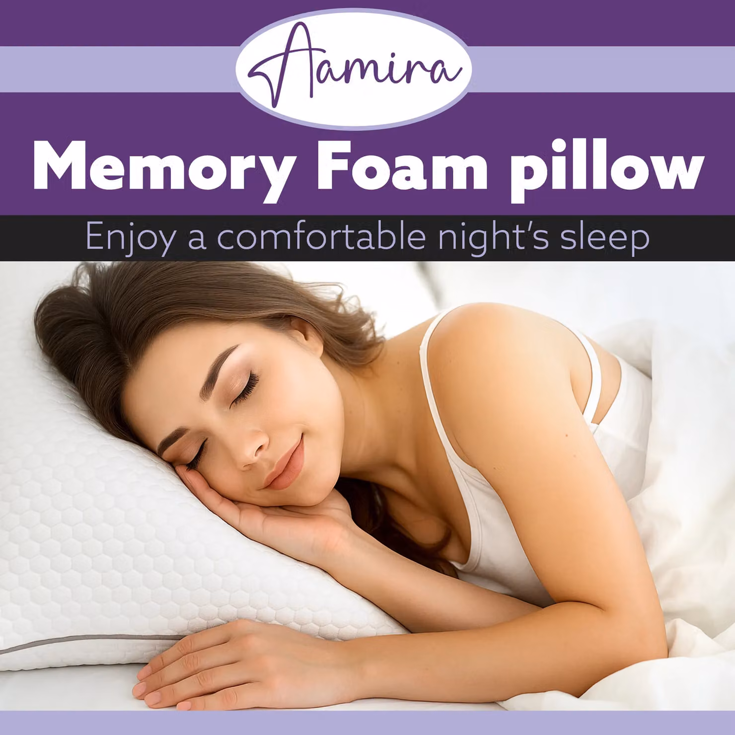 Aamira Premium Orthopaedic Shredded Memory Foam Pillow with Removable Bamboo Cover, White, W/D/H: 70 x 45 cm – 2