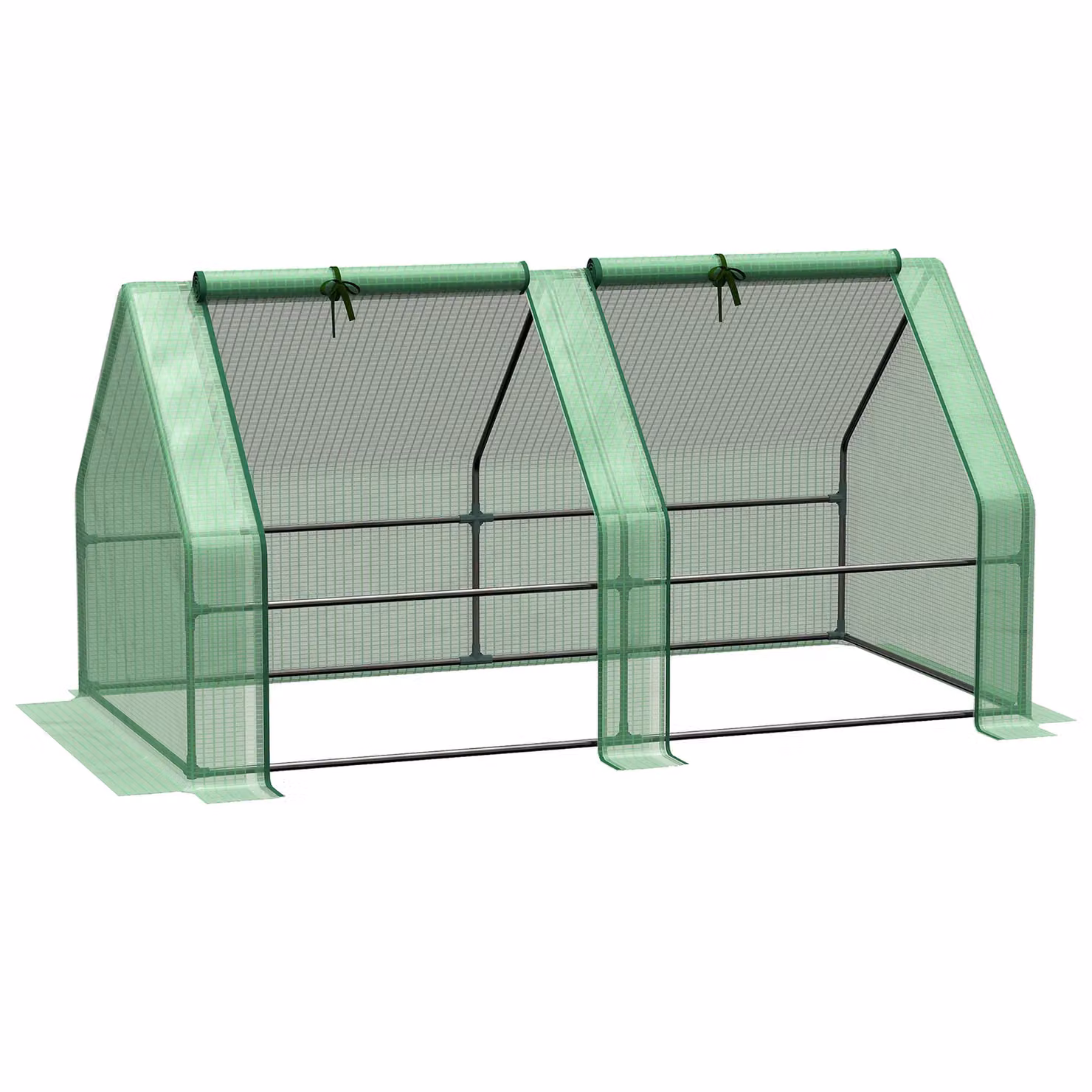 OUTSUNNY Mini Freestanding Greenhouse with Steel Frame, PE Cover and Window, Green, W/D/H: 90 x 90 x 90 cm – 2