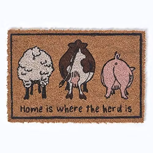 Homescapes Farm Animal Non-Slip Coir Doormat, Multicolour, W: 61 cm, D: 40.4 cm – 1