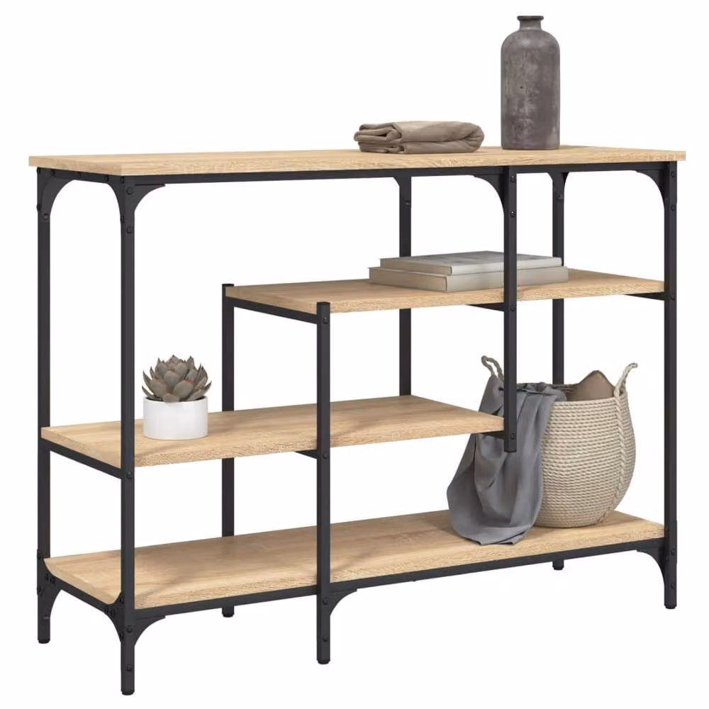 Berkfield Home Console Table with Shelves in Sonoma Oak, W/D/H: 100 x 35 x 75 cm – 2